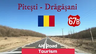 Driving Romania: DN67B Pitești - Drăgășani - 4k scenic hilly drive through The Subcarpathians