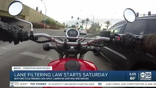 Lane filtering law for motorcycle riders in Arizona starts this weekend