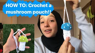 Crochet mushroom pouch necklaces- Crochet tutorial ! (beginner friendly)