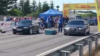 Audi A6 C6 3.0TDI vs Audi S3 8L 1.8T 1/8mile drag race