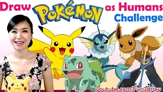 Challenge Art Video - Draw POKEMON as Cute Girls + Hot Guys | Mei Yu | Reimagine as Human Challenge