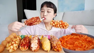 Cheese Hot Dog MUKBANG😖❤‍🔥Mala Rose tteokbokkki, Cheese balls | Eating show ASMR :D