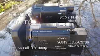 Test:  SONY FDR-AX53 VS HDR-CX730, video quality, footage comparison, low light, review