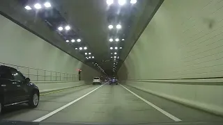 Driving through The Cumberland Gap Tunnel from Tennessee to Kentucky