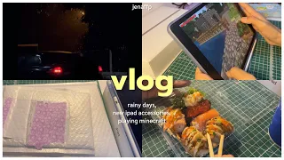 ⭐️ vlog (summer break) | rainy days, new ipad accessories, playing minecraft 🍣📦