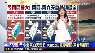 【淑麗氣象】最新》今雨區擴大午雨最多！ 明至周六天氣轉趨穩定@newsebc