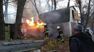 Пожежа, горять гаражі Вінниця Тяжилів 07.11.2019