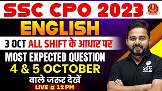 SSC CPO 2023 | CPO ENGLISH MOST EXPECTED QUESTIONS | SSC CPO ANALYSIS 2023 | ENGLISH BY SANDEEP SIR