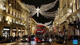 London Christmas light 2023 Walking Tour 4K