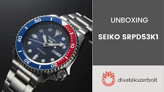 SEIKO SRPD53K1 5 Sports Sports Style kék piros lünettás férfi óra