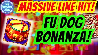 FU DOG MASSIVE LINE HIT! Dancing Drums Slot Machine PARTY!!