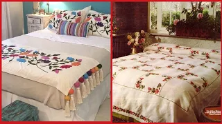 Top Class Hand Embroidered Bedsheet Collection//Embroidery Patterns For bedsheets