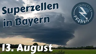 Unwetter mit großem Hagel und Starkregen in Süddeutschland am 13. August 2023  | Stormchasing 2023 ⛈