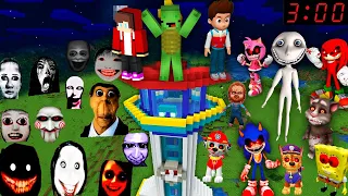 1000 Scary NEXTBOT MONSTERS vs JJ and Mikey Paw Patrol Security House in Minecraft Maizen Window Man