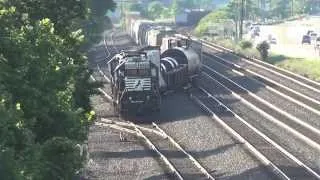 Norfolk Southern Railroad # 5660 & 5815 take switch at Leetsdale PA 6/15/2014