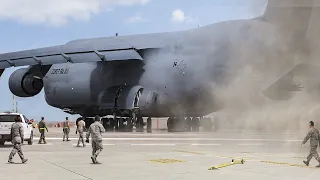 US C-5 Pilot Pushes its Powerful Engines to the Limits During Massive Takeoff