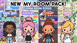 NEW Update MY ROOM PACK College Dorm Room Style 💙🧡🖤💖 TOCA BOCA House Ideas | Toca Life World