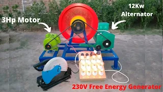 We Make 12 Kw Free Energy 230V From 12Kw Alternator And 3Hp Motor Free Electricity Generator 230V