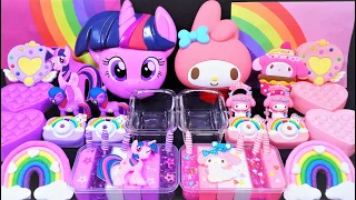 "My Little Pony VS My Melody" Slime. Mixing Makeup into clear slime!  🌈ASMR🌈 #슬라임  (198)