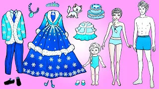 Vestir Muñecas De Papel | Elsa And Daughter Winter Costume Dress Up | Woa Doll En Spanish