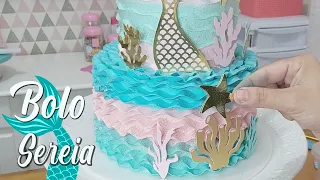 BOLO TEMA SEREIA DE 2 ANDARES VERDADEIROS / TÉCNICA COM O BICO 124 / WAVE CAKE / PARIS CAKE DESIGNER