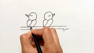 Love Birds Drawing Easy🤯 | How to Turn 2022 Into Cute Love Birds | Numbers Drawing 2022 ||