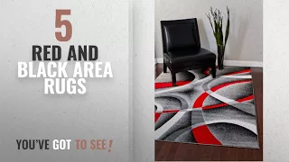 Top 10 Red And Black Area Rugs [2018 ]: 2305 Gray Black Red White Swirls 5'2 x7'2 Modern Abstract