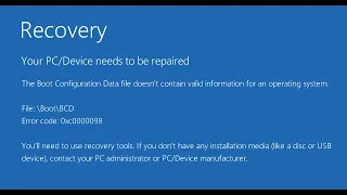 How to Fix Error Code 0xc0000098 in Windows 10/11/8/7 | Boot Configuration Data BCD File is Missing