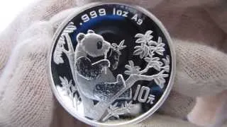 [HD] 1995 Chinese Panda - 1 oz Silver Coin - Small Twig Large Date