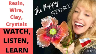 How to  make poppy flowers with resin using wire, clay, Swarovski crystals, and fantasy film dip