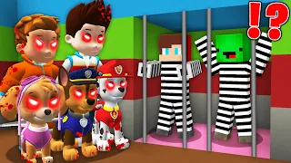 JJ and Mikey Escape from Scary PAW PATROL.EXE Prison in Minecraft Challenge Maizen