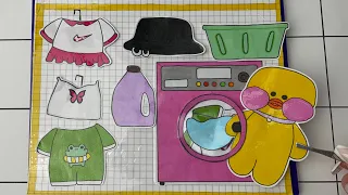 [💸paper diy💸] Washing machine 👗[ASMR] 종이놀이 paper play 세탁기