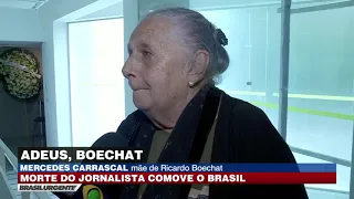 Mãe de Boechat se emociona ao falar do filho