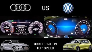 Acceleration Battle 200 km/h | Audi A3 40 TFSI e 204 Vs Volkswagen Golf 8 2.0 TDI 150 | TOP SPEED