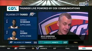Billy Donovan on Oklahoma City Thunder victory over Charlotte Hornets