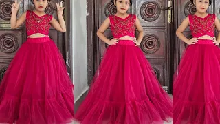 DIY: Designer party wear baby lehanga cutting and stitching/party wear dress for kids/5 -6 years