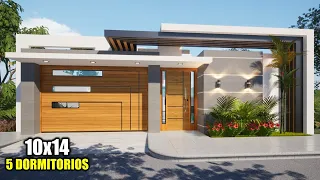 NUEVO DISEÑO DE CASA 10x14 CINCO DORMITORIOS