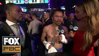 Manny Pacquiao speaks with Kate Abdo and Shawn Porter after his split-decision victory | PBC ON FOX