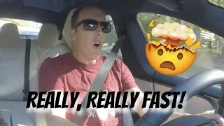 Launching and Using Auto Pilot in a Tesla Model S 100D!  IT'S SO FAST!