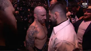 Alexander Volkanovski confronts Ilia Topuria "You might be undefeated but I'm coming for that 0"