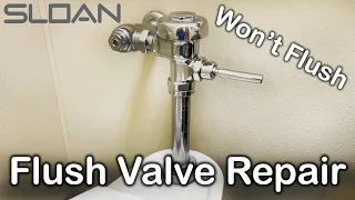 SLOAN Closet Flush Valve repair | Hot to fix toilet flush valve that won't flush