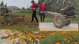 Village women plow fields on flower farms