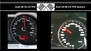 Audi A6 C6 3.0 TFSI VS. Audi A4 B8 2.0 TFSI Quattro - Acceleration 0-100km/h