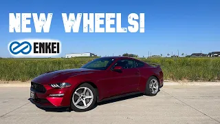 Installing JDM Wheels On My Mustang! (Enkei Kojin - 18x9.5 +30)