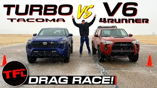 NEW Turbo Toyota Tacoma vs V6 4Runner Drag Race: And The Winner Is……