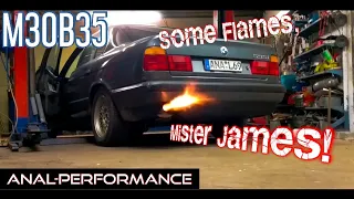 BMW E34 535i m30b35 Exhaust Sound - Little Flames