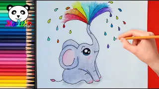 Как нарисовать слоника, слона, слоненка Рисуем и раскрашиваем | How to draw an Elephant with rainbow