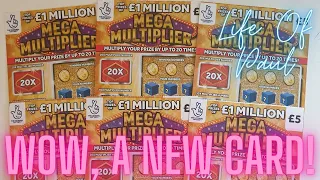 New £5 Lottery Scratch Cards. £20 of the Mega Multiplier scratch cards scratched off.