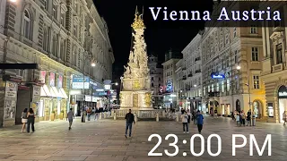 Vienna Austria - Night 23:00 PM Night Walking Tour 4K UHD