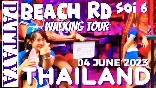 Exploring Pattaya Beach Road and Vibrant Beach Road Soi 6 Walking Tour Guide 🇹🇭 Relaxation music 4K